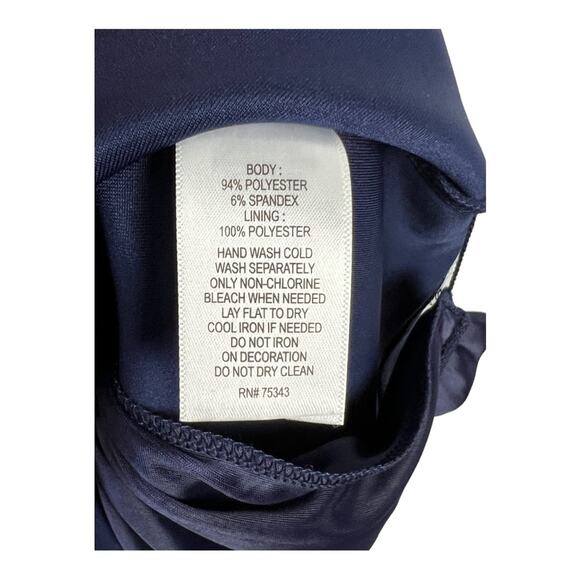 Cynthia Rowley navy blue cocktail dress Sz 6 jeweled neck - Picture 7 of 7